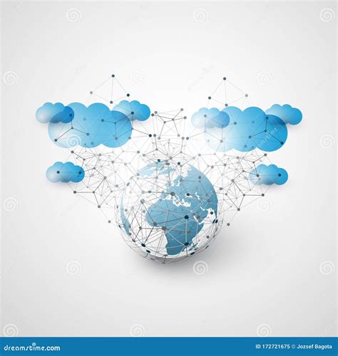 Cloud Computing And Global Networking Design Concept With Earth Globe