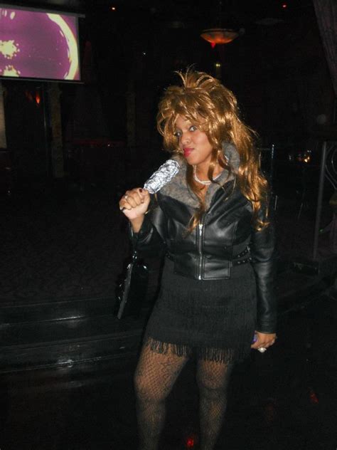 Tina Turner Homemade Costume Leather Jacket Homemade Mic Pearls Red