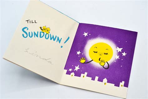 Vintage Birthday Card Happy Sun And Birds Used Buzza Small Etsy