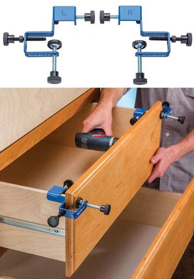 This unconventional clamp grasps the carcase to gain leverage for securing the face frame to the cabinet. Clamps That Make Precise Installation of Cabinet Drawer ...