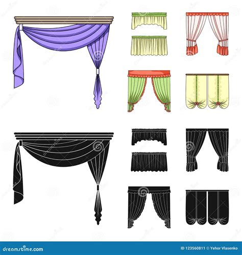 Different Types Of Window Curtainscurtains Set Collection Icons In