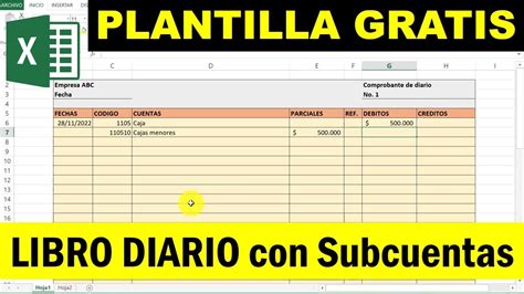 Libro Diario En Excel Plantilla Gratis Youtube