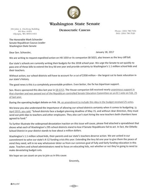 Democrats urge Senate Republicans to act quickly on levy cliff - Washington State Senate Democrats