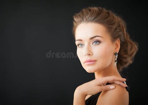 Woman With Diamond Earrings Stock Photo Image Of European Earrings