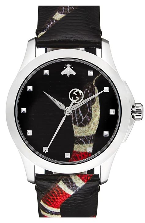 Gucci Snake Insignia Leather Strap Watch 40mm Nordstrom Gucci