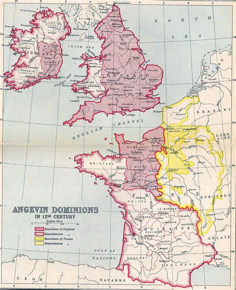 The Angevin Empire In The Late Twelfth Century Showing The Lands Ruled