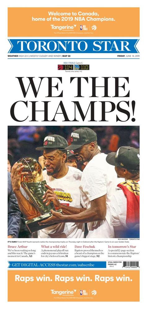 The toronto star eng запись закреплена. WE THE CHAMPS. Toronto Star's front page for tomorrow ...