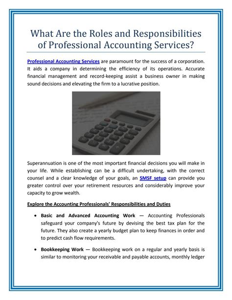 What Are The Roles And Responsibilities Of Professional Accounting