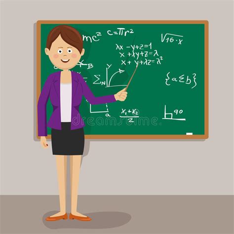 Female Teacher Standing With Pointer Next To Blackboard In Classroom