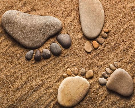 Stone Footprints Beach Feet Legs Pebbles Sand Stones Hd