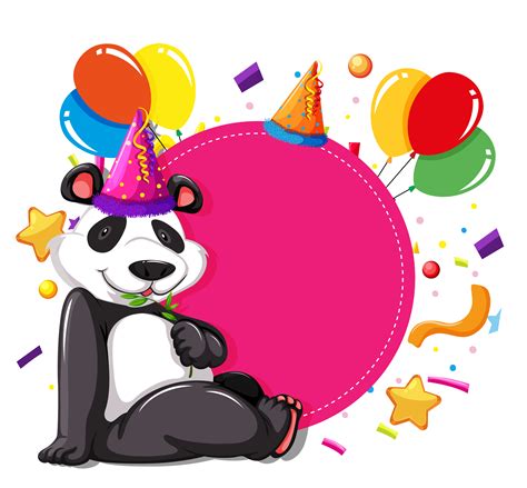 Party Panda On Pink Card 528184 Vector Art At Vecteezy