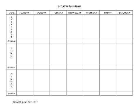 7 Day Meal Planner Template Meal Planning Calendar Weekly Meal