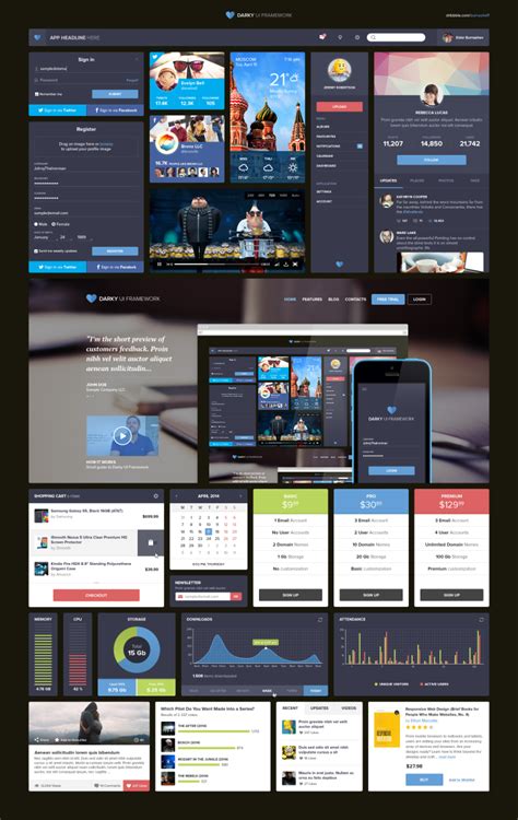 Dark Ui Framework Freebie Psd File Download Psd