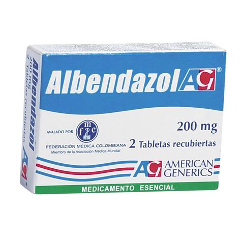 ALBENDAZOL 200mg CAJA X 2 TABLETAS RECUBIERTAS AG Casa Y Salud