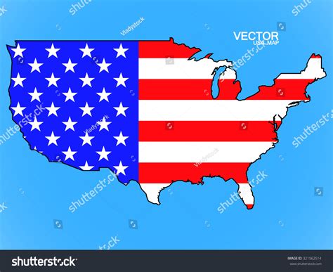 Map Of United States Of America With Flag Royalty Free Stock Vector