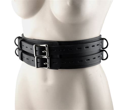 Bondage Belt Black Leather Heavy Duty Locking Lockable Etsy