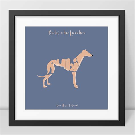 Personalised Lurcher Picture By Name Art