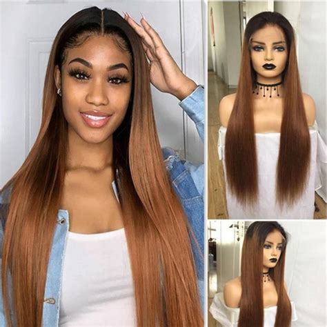 1B 30 Dark Roots Ombre Lace Front Wig 130 Density Virgin Human Hair