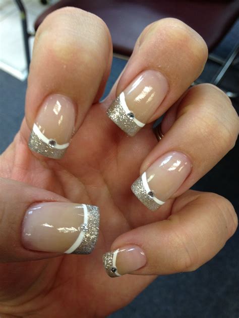 Glitter Silver Manicure Rhinestone Nails Gray Nails Dip Powder