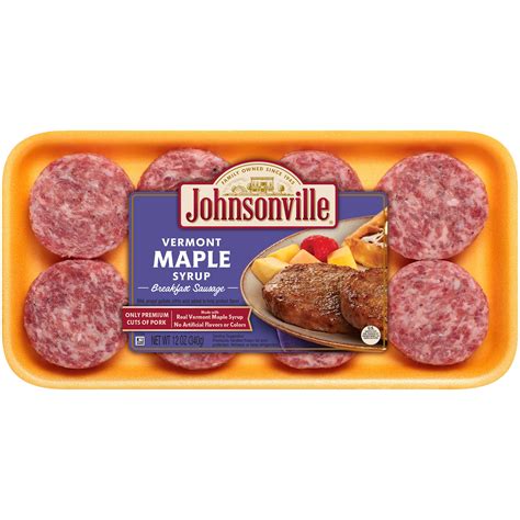 Johnsonville Vermont Maple Syrup Breakfast Sausage 8 Patties 12 Oz