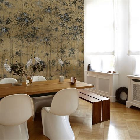 Garzas Mural Wallpaper In Clow Chinoiserie Design