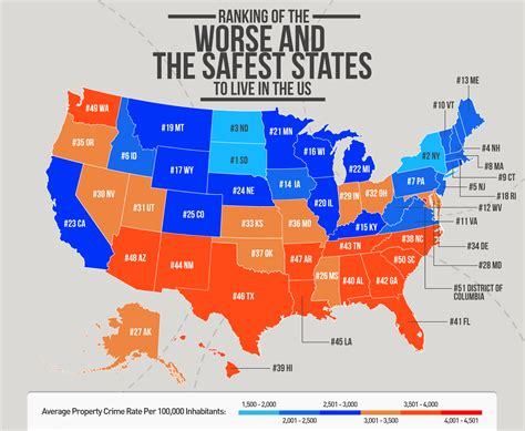 Nevada is one of the 50 us states in alphabetical order. OC Ranking of the Worse and Safest States To Live In ...
