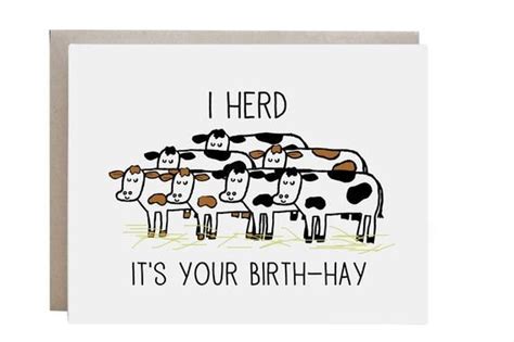 Pun Birthday Card Funny Birthday Card Cow Birthday Card Cow Card