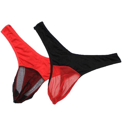 Mens 2in1 Mesh Thongs Lingerie Breathable Briefs Sexy Underwear See Through Hot Underpants