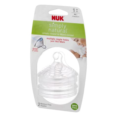 Nuk Simply Natural Nipples 1m 2 Ct