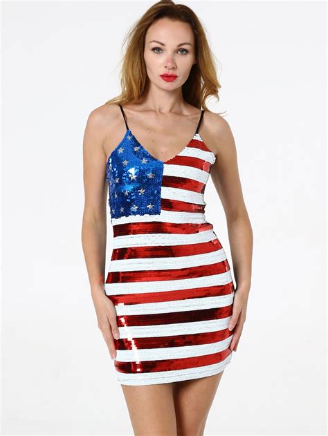 Wholesale American Flag Sequined Bodycon Slip Dress Eya Rd Wholesale
