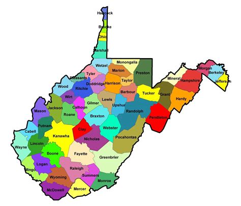 Wv Counties Printable Map Of The United States