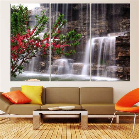 Beautiful Scenery Green Waterfall Modern Wall Art Landscape Living Room