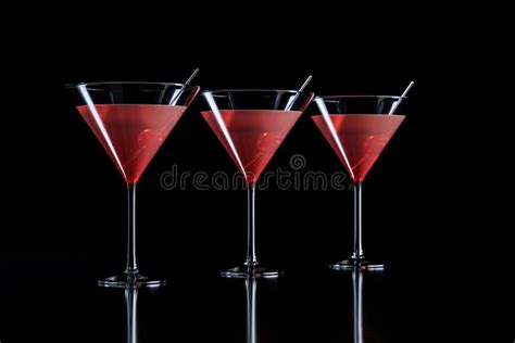 Cosmopolitan Cocktails With Cherry In Martini Glass Stock Image Image Of Elegant Beverage
