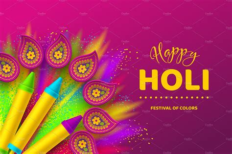 Happy Holi Colorful Design For Graphic Objects Creative Market