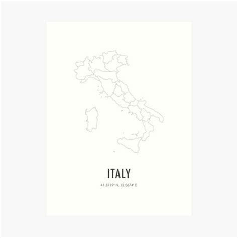 Italy Minimalist Map Art Print For Sale By Ferduk83 Redbubble