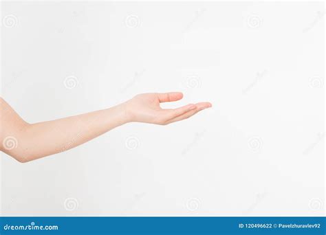 Open A Black Woman S Hand Palm Up Isolated On White Backgroundfront