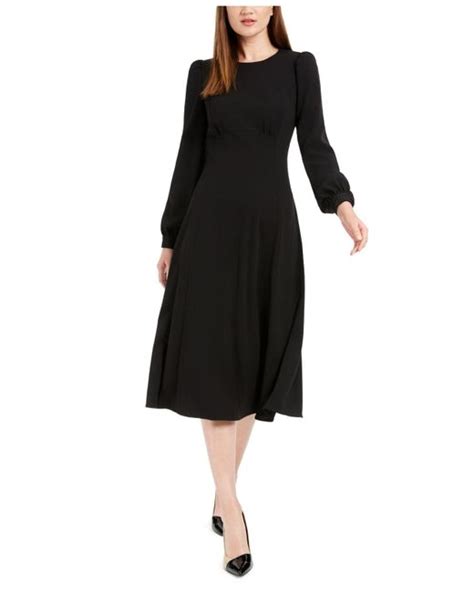 Calvin Klein Crewneck Scuba Crepe A Line Dress In Black Lyst