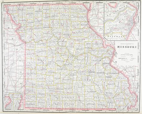 1887 Railroad And County Map Of Missouri Historic Accents