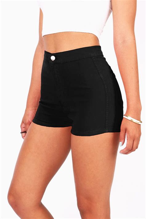 Super High Waist Denim Shorts With Soft Stretchy Denim And Smooth Seamless Fit Traditi Black
