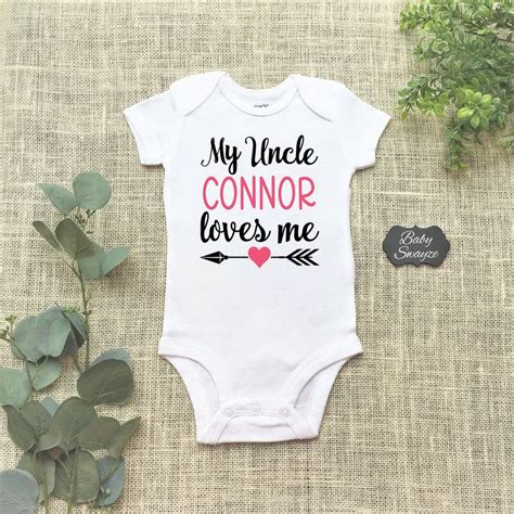 Personalize The Name My Uncle Loves Me Baby One Piece Bodysuit Or