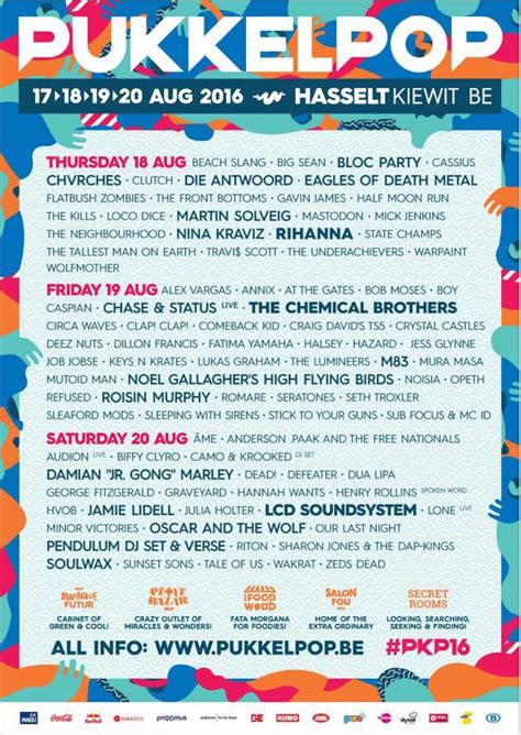 Bjork, the stone roses, and foo fighters headline. Gelekte poster Pukkelpop 2016 | Festileaks.com