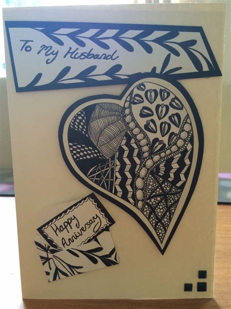 Wedding Anniversary Card All Hand Drawn Zentangle Hand Of Cards
