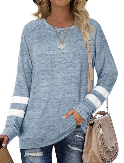Fantaslook Womens Long Sleeve Tops Crewneck Sweatshirts Casual Color