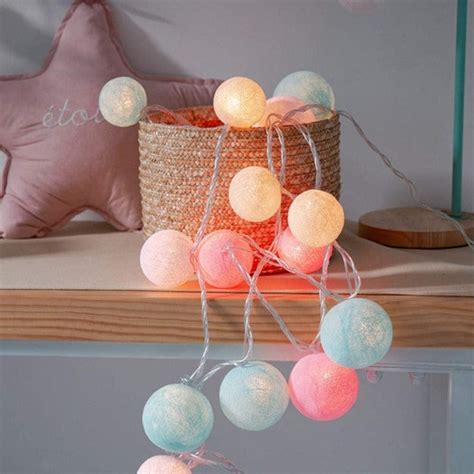 Pastel Cotton Ball String Lights Soft And Serene Illumination