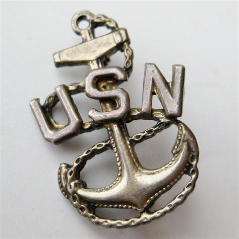 Vintage Wwii 40s Sterling Silver Usn Us Navy Anchor Sailor