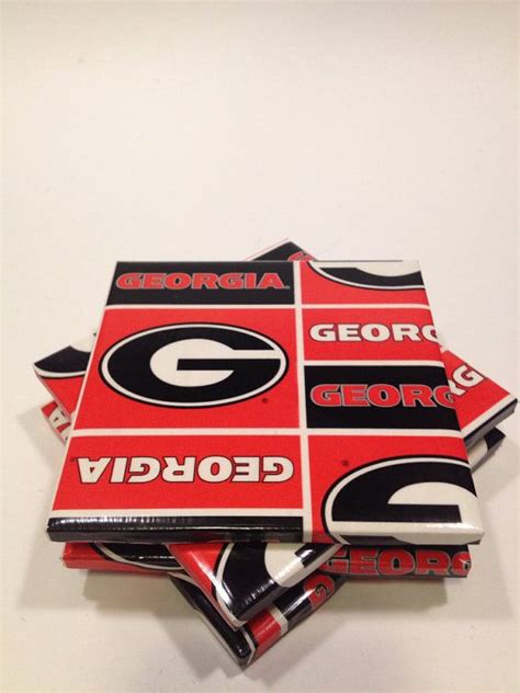 Set Of Four Georgia Bulldogs Tile Coasters On Etsy 1400 Georgia
