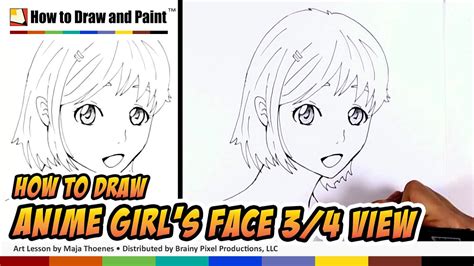 How To Draw Anime Girl Face In 34 View Mlt Youtube