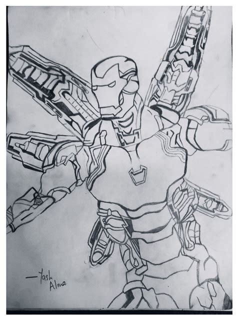 Iron Man Drawing In A3 Size Paper Iron Man Drawing Marvel Art Drawings