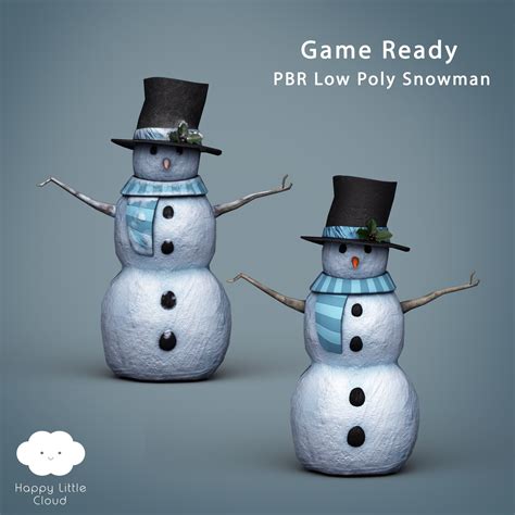 Pbr Low Poly Snowman 3d Model Cgtrader