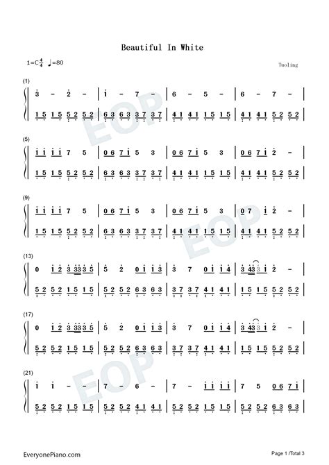 C gand from now to my very last breath. Beautiful in White-Westlife Numbered Musical Notation Preview
